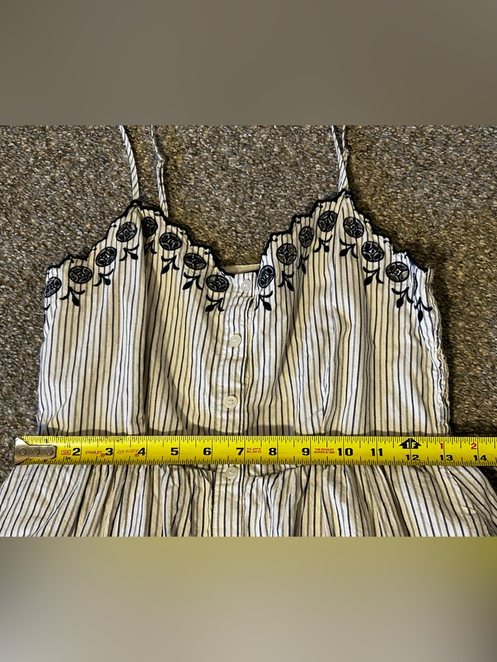 Madewell Striped Embroidered Midi Dress Women’s 00 Button Front Boho Cottagecore - Picture 7 of 8